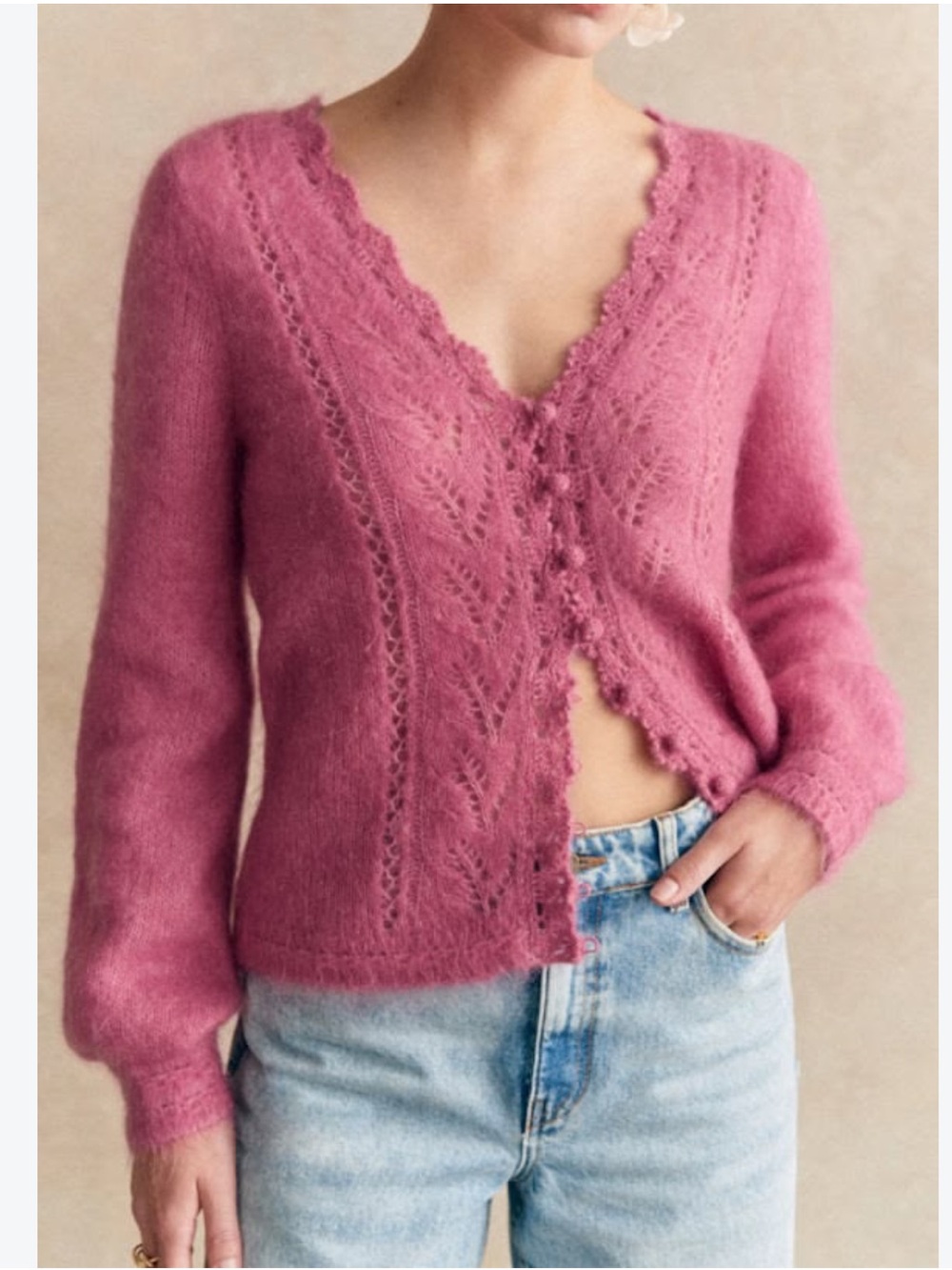 Sezane Angelo cardigan Sz XS kid mohair / wool